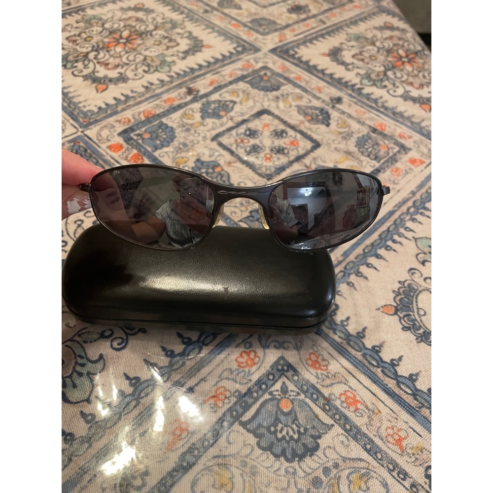 Oakley A Wire Sunglasses Dark Pewter Metal Frame Grey Lens Vintage Mens
